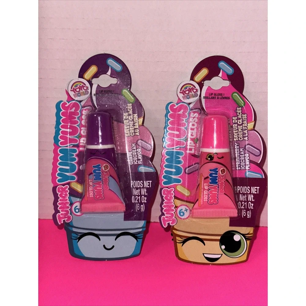 Junior Yum Yums Lip Gloss Set Yoyo World Grape Strawberry Ice Cream 2 Pack NEW